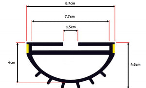 Diagramm zeigt die Abmessungen der Rolltor mit Sprungfeder und Verschlussmechanik/aufgewickelte lattenförmige Abdichtung